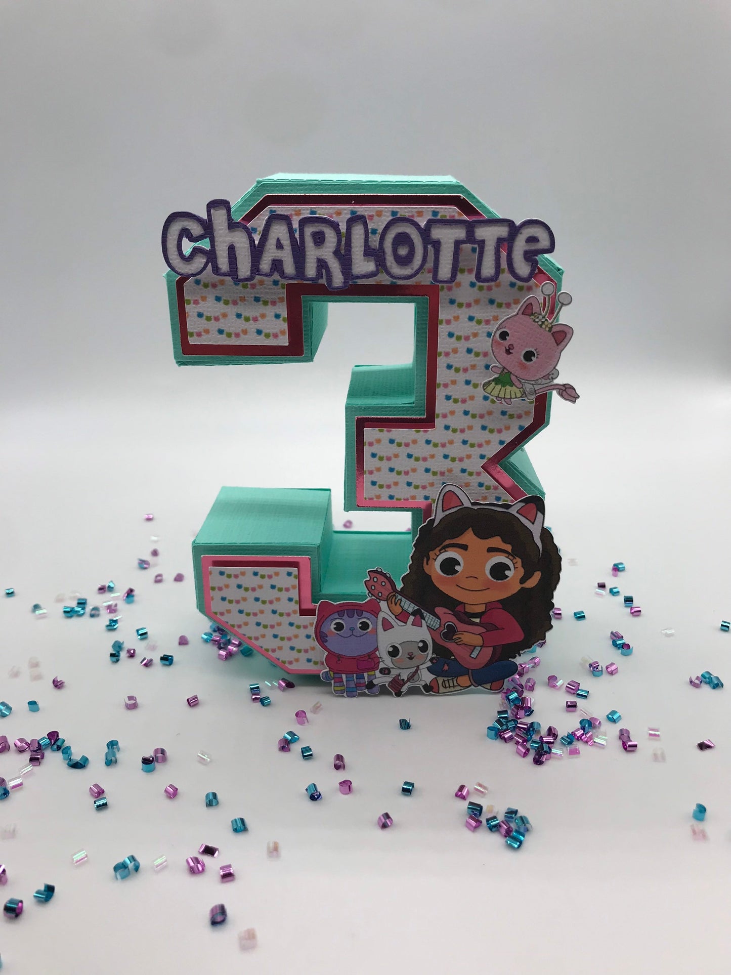 Gabby's Dollhouse Birthday, Gabby's Dollhouse 3D letter, Dollhouse 3D Number, Gabby's Dollhouse, Gabby's Dollhouse Party Decorations,
