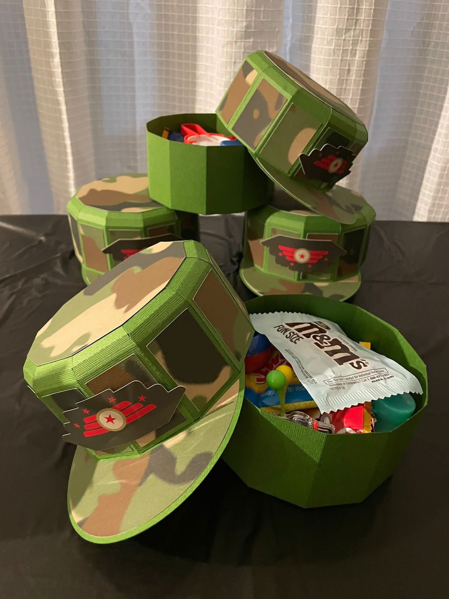 Military 3D Box, Military Birthday Favor Boxes, Military Treat Boxes, Call of Duty Birthday, 3D Hat Paper Gift Box, Military Hat Cake Topper
