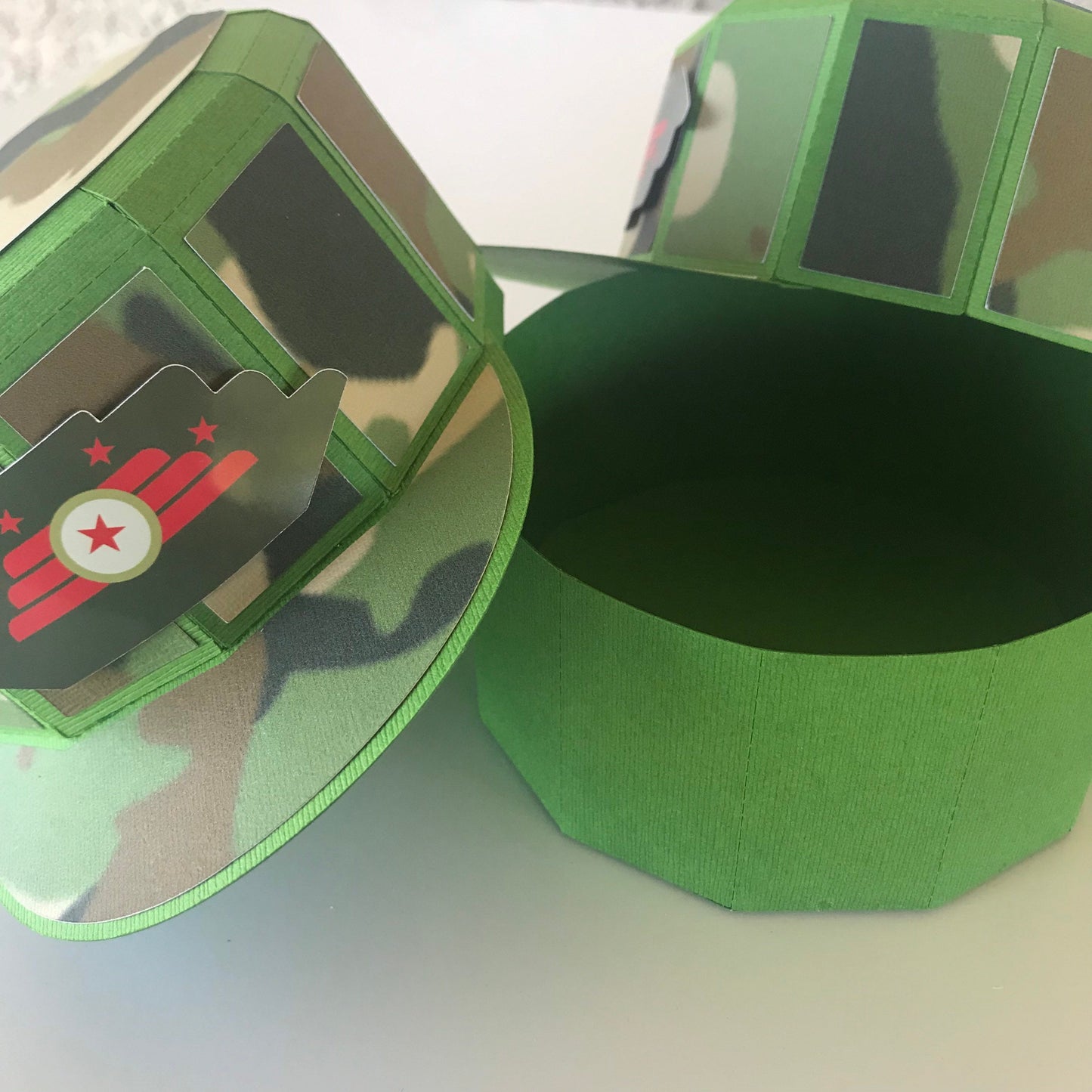 Military 3D Box, Military Birthday Favor Boxes, Military Treat Boxes, Call of Duty Birthday, 3D Hat Paper Gift Box, Military Hat Cake Topper