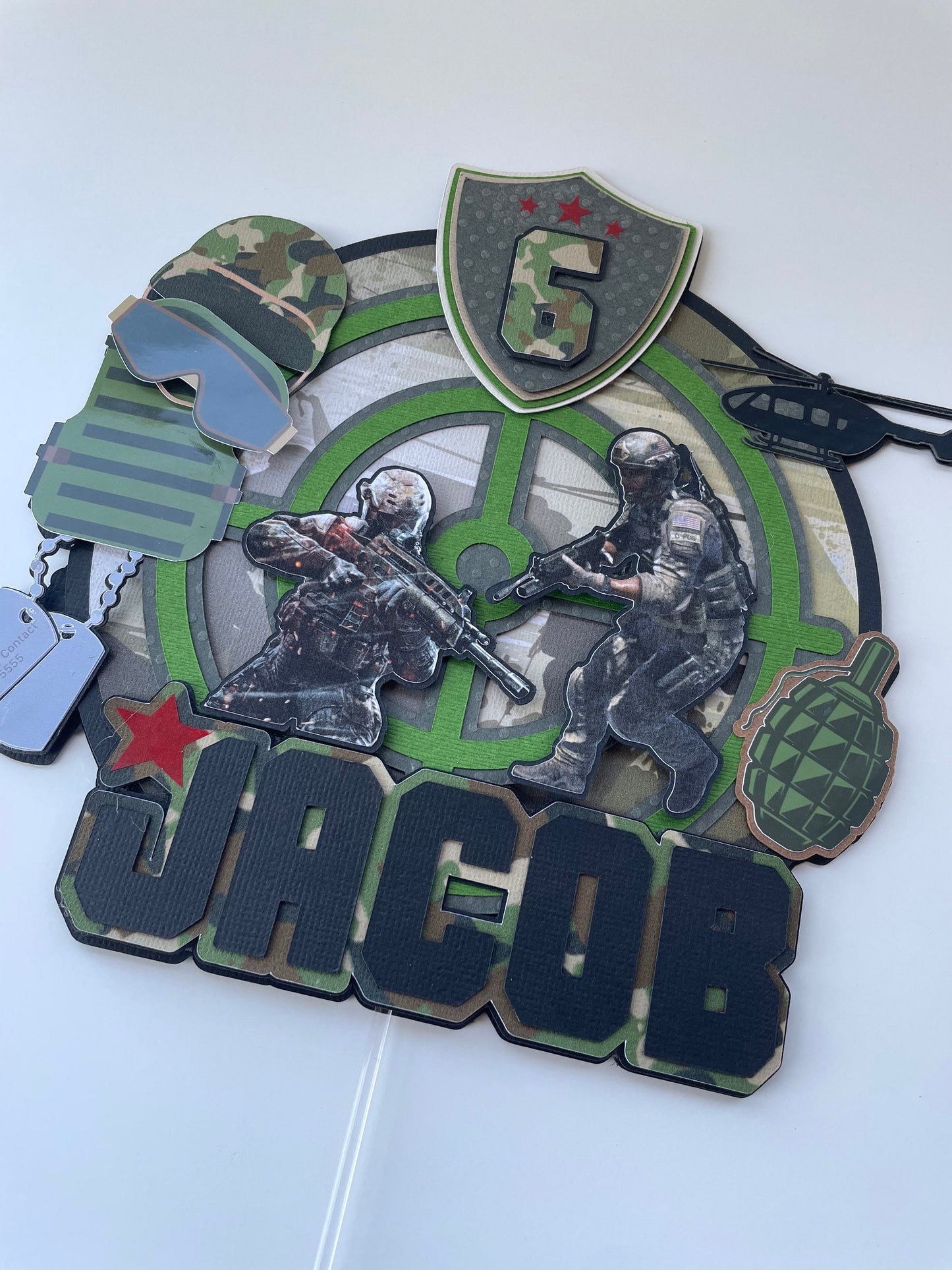 MIlitary Cake Topper, Army Cake Topper, Military 3D Cake Topper, Personalized Military Cake Topper, Military Party, Call of Duty Cake Topper