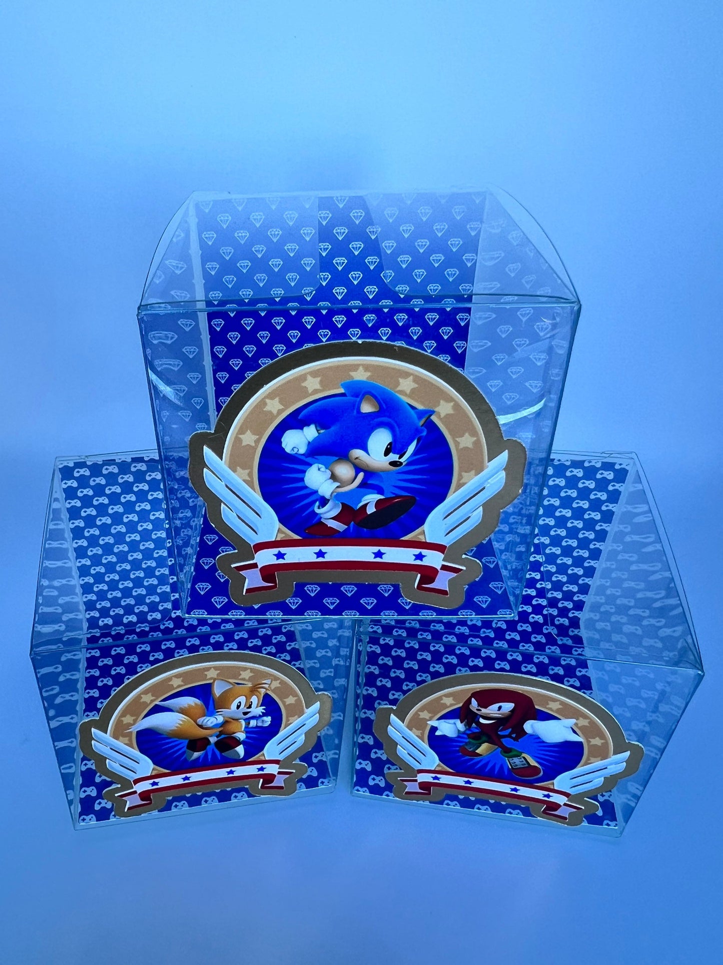 Sonic Favor Boxes, Sonic Decorations, Clear Favor Box, Party Treat Favor Box, Personalized Favor Box, Sonic Hedgehog, Sonic and Tails, Tails