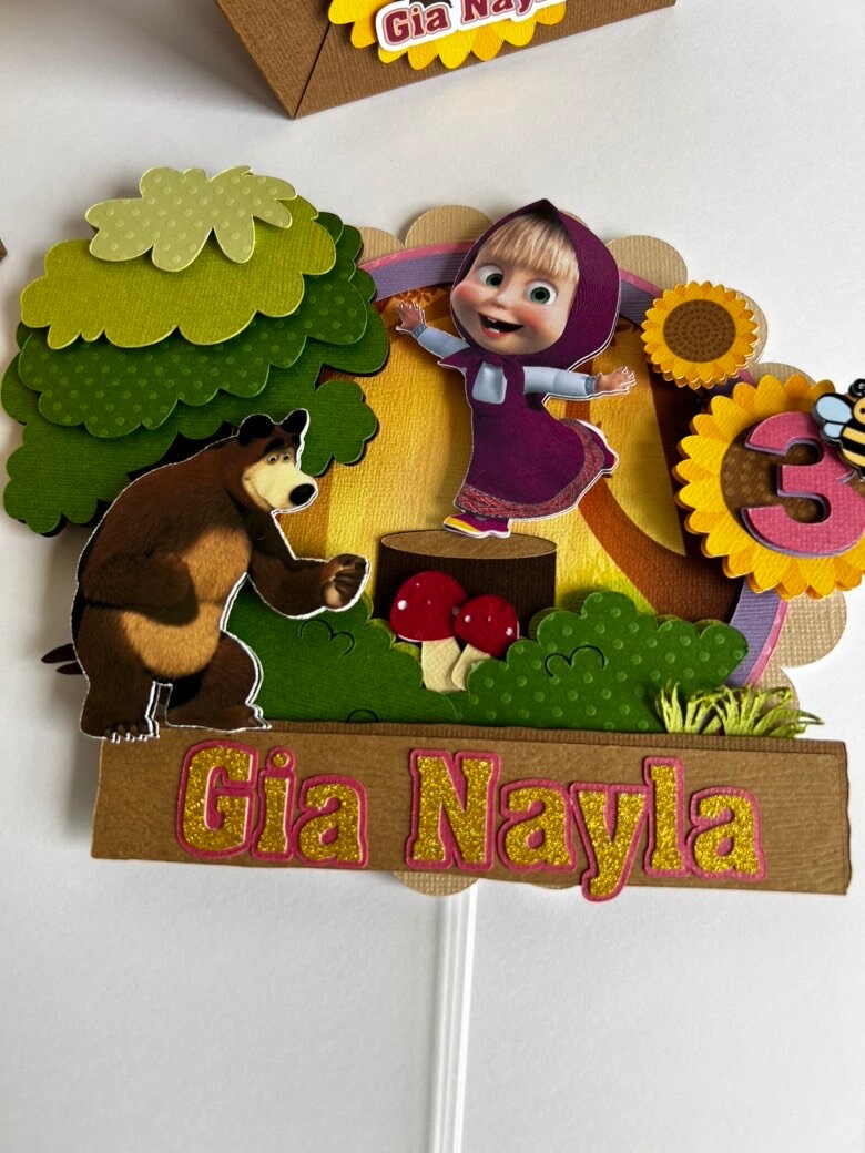 Masha and the Bear, Masha Birthday Party, Masha Cake topper, Masha y el Oso, Bear and Masha, Centerpiece Diy, Kids decorations