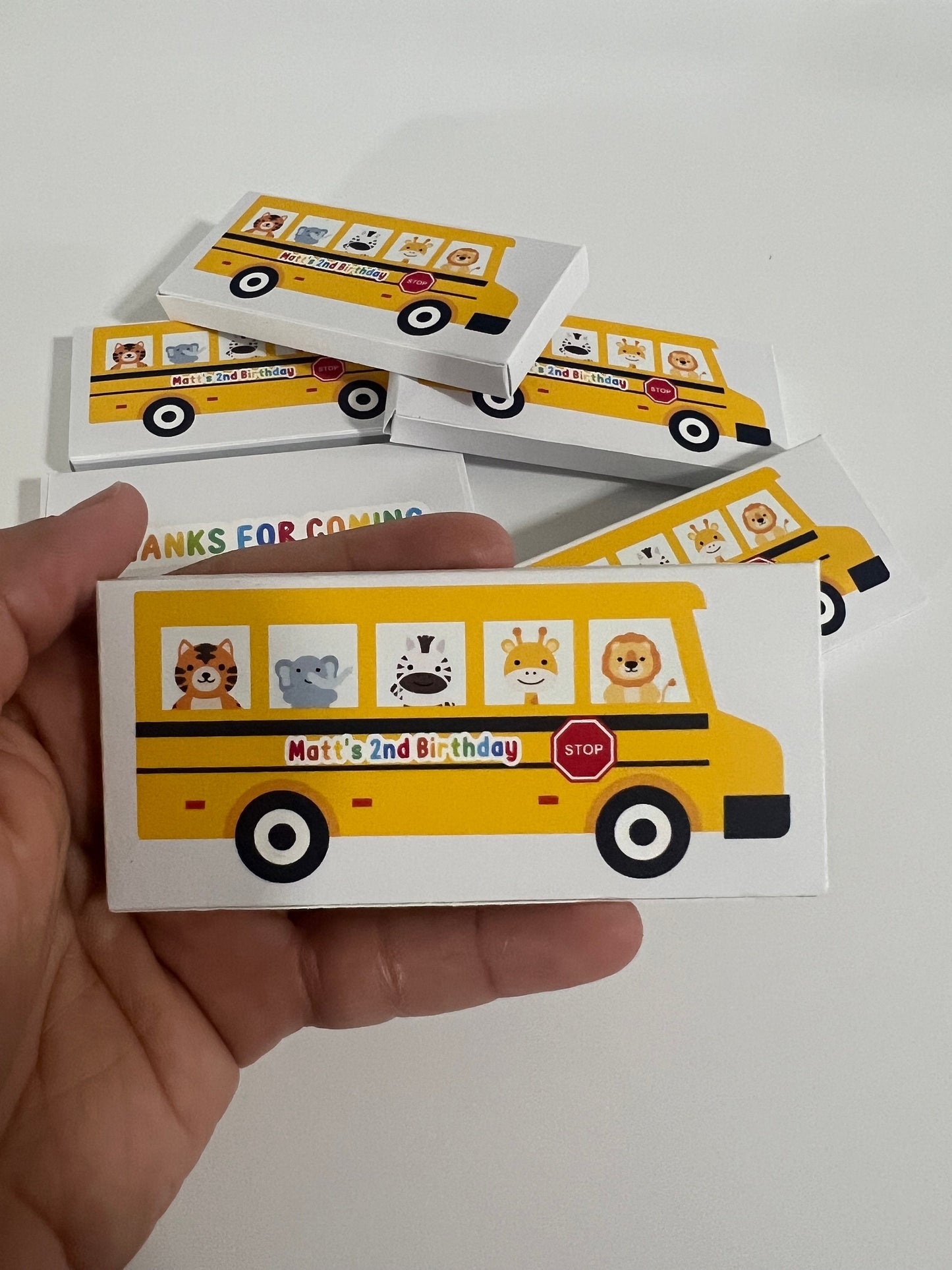 School Bus Personalized Crayon Box, Wheels on the Bus Crayon Favor, Back to School Personalized Crayon Box, Animals School Bus, Place Mat