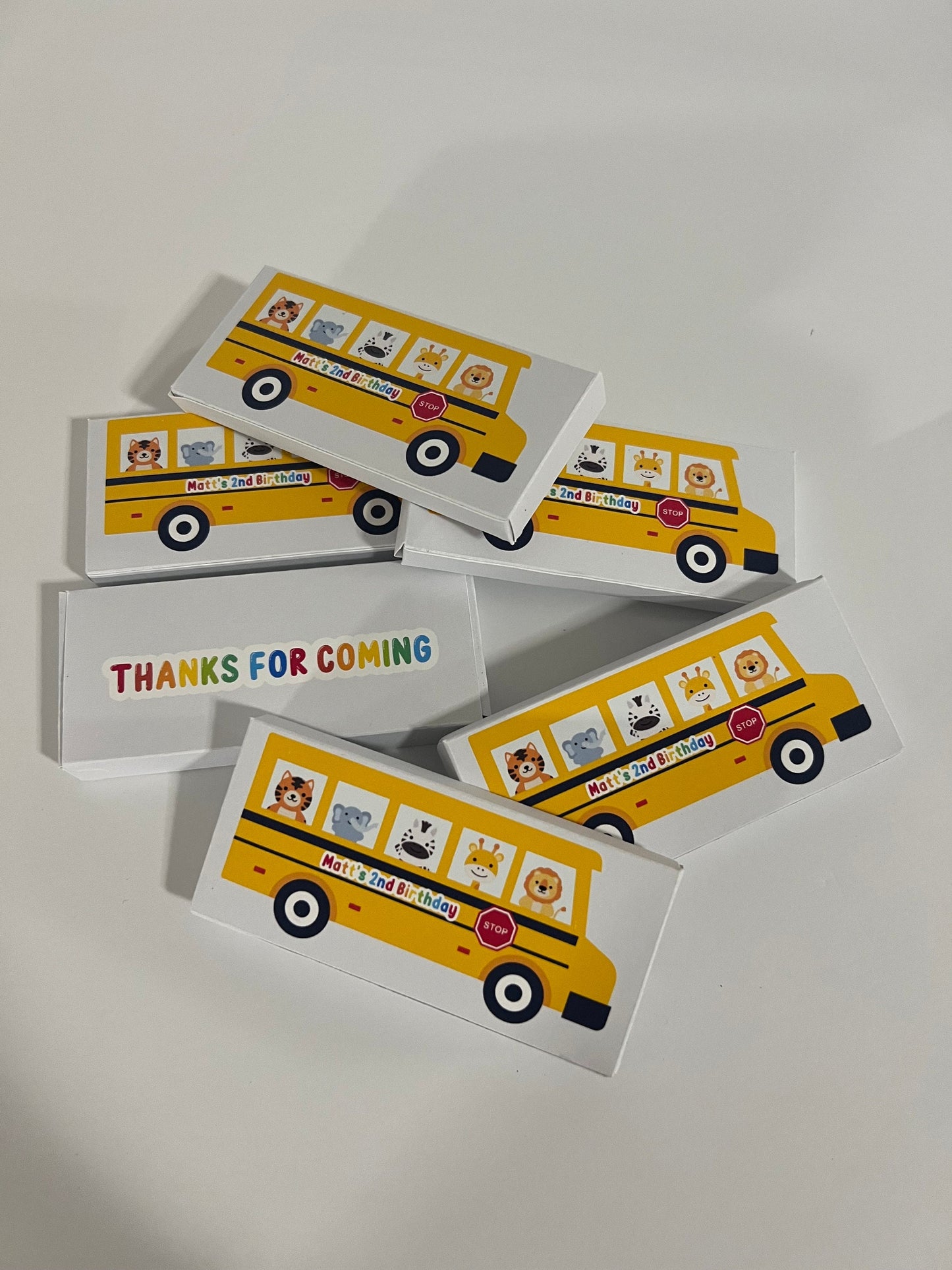 School Bus Personalized Crayon Box, Wheels on the Bus Crayon Favor, Back to School Personalized Crayon Box, Animals School Bus, Place Mat