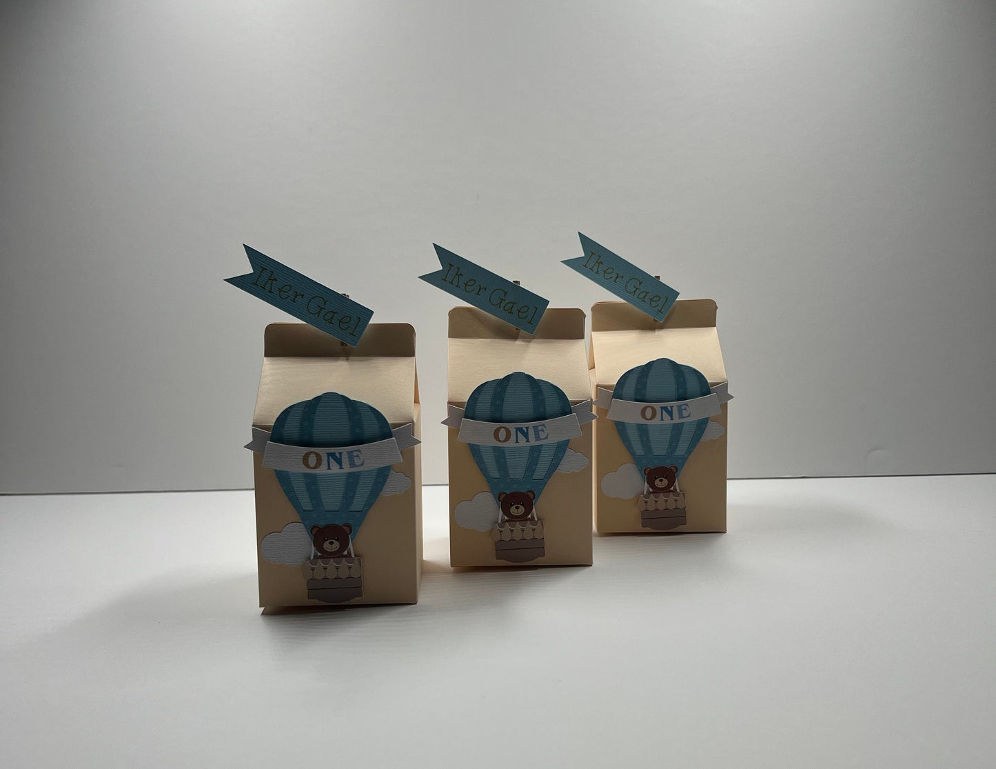 Elephant Birthday, 1st Birthday, Hot air balloon, Baby Elephant, Blue Elephant party favor boxes, Up up and away, Candy boxes baby boy