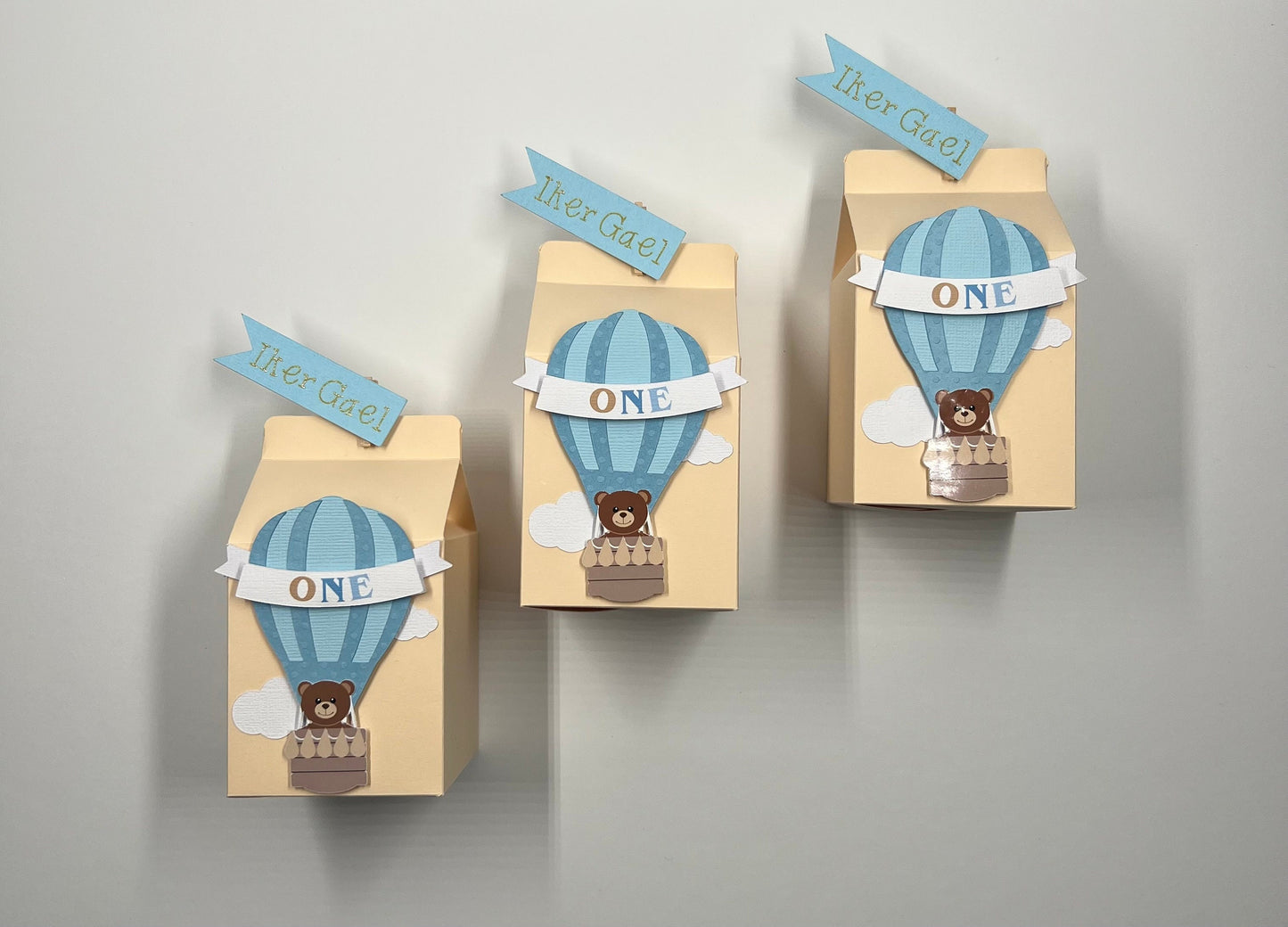 Elephant Birthday, 1st Birthday, Hot air balloon, Baby Elephant, Blue Elephant party favor boxes, Up up and away, Candy boxes baby boy