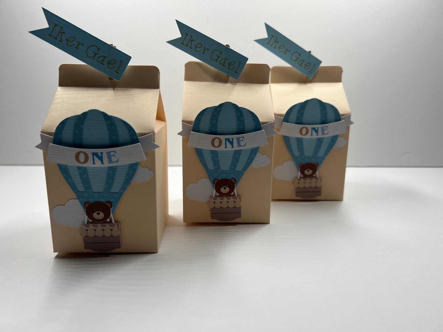 Elephant Birthday, 1st Birthday, Hot air balloon, Baby Elephant, Blue Elephant party favor boxes, Up up and away, Candy boxes baby boy