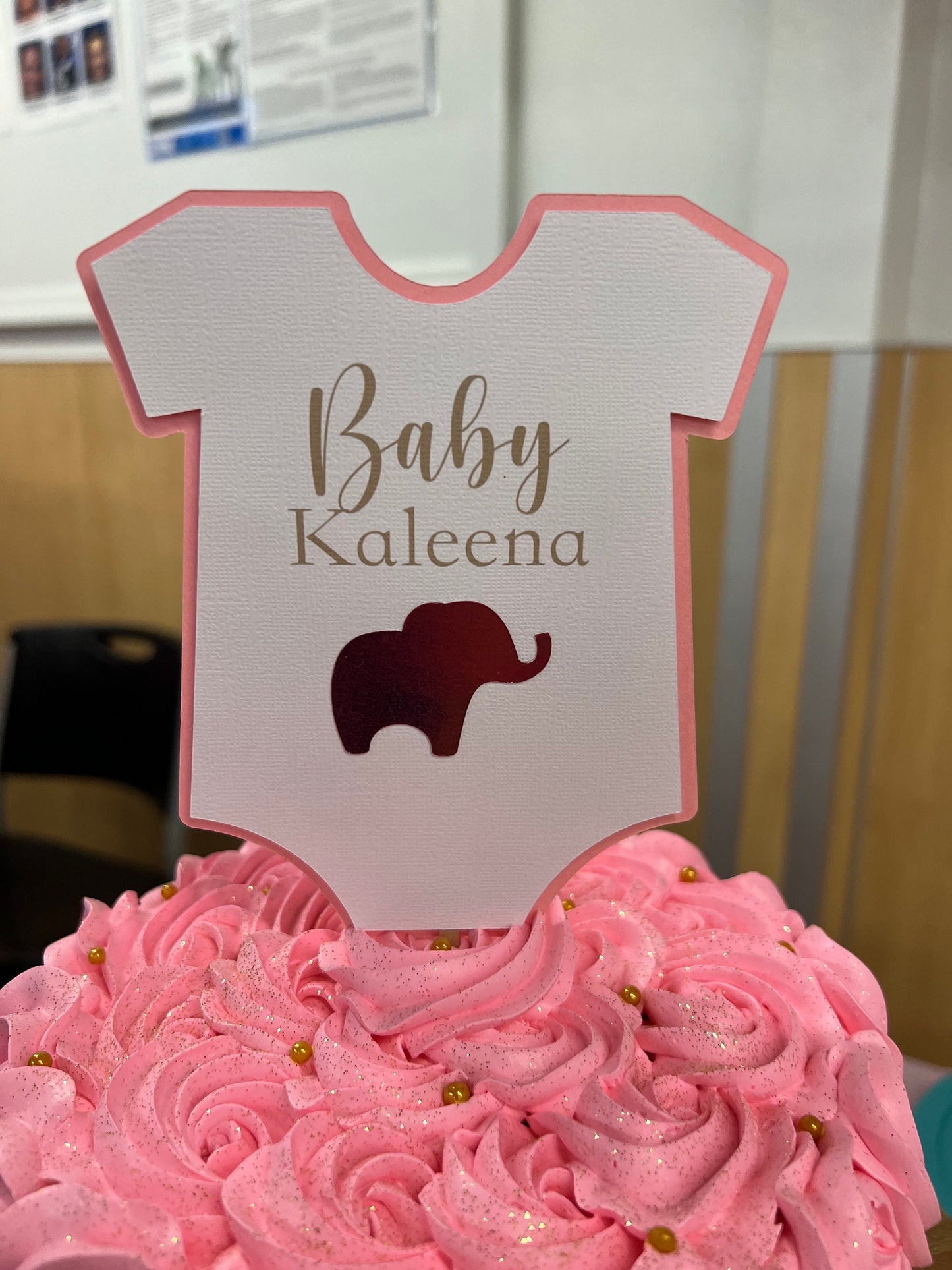 Baby Bodysuit Cake Topper, Elephant Baby Shower, Baby Elephant Theme, Boy or girl, Gender Reveal, Pregnancy Announcement