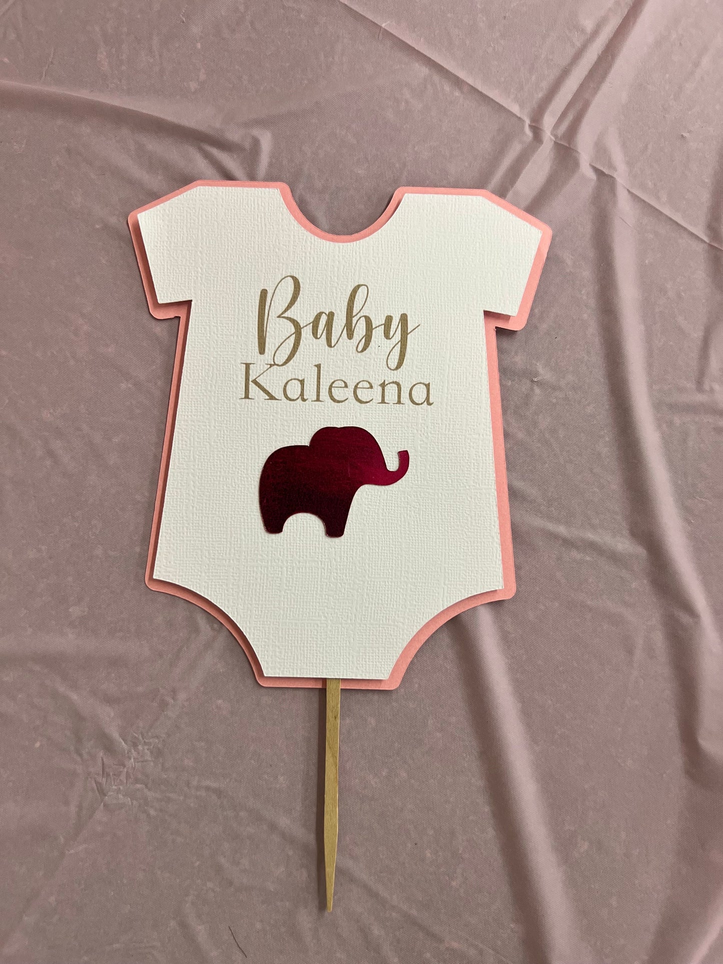 Baby Bodysuit Cake Topper, Elephant Baby Shower, Baby Elephant Theme, Boy or girl, Gender Reveal, Pregnancy Announcement