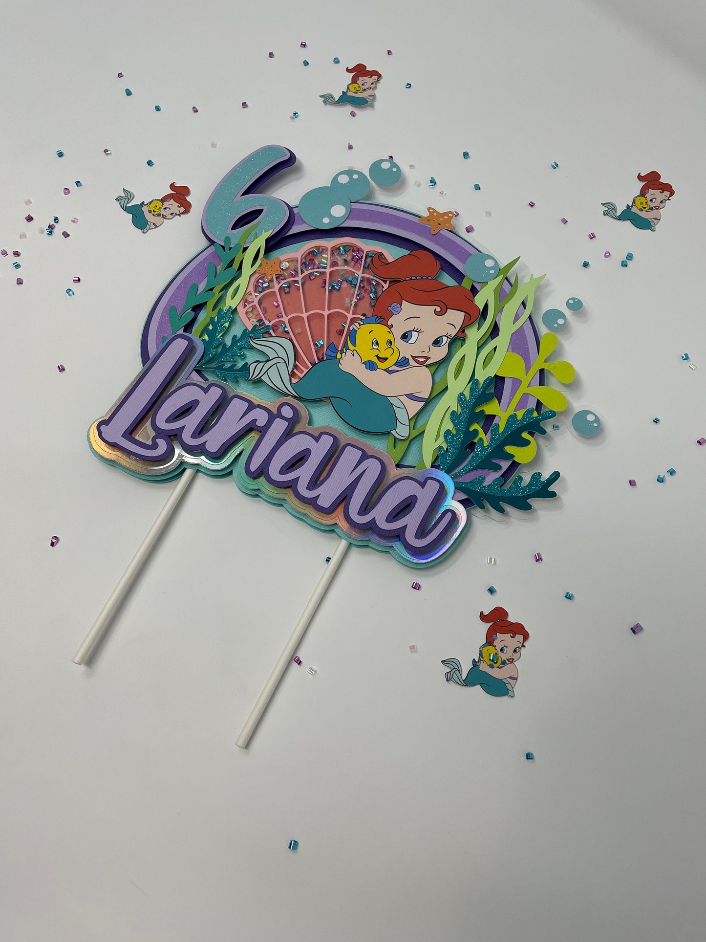 Under The Sea, Little Mermaid Cake topper , Mermaid Cake topper Party , Flounder Cake topper, Centerpiece Diy, Kids decorations