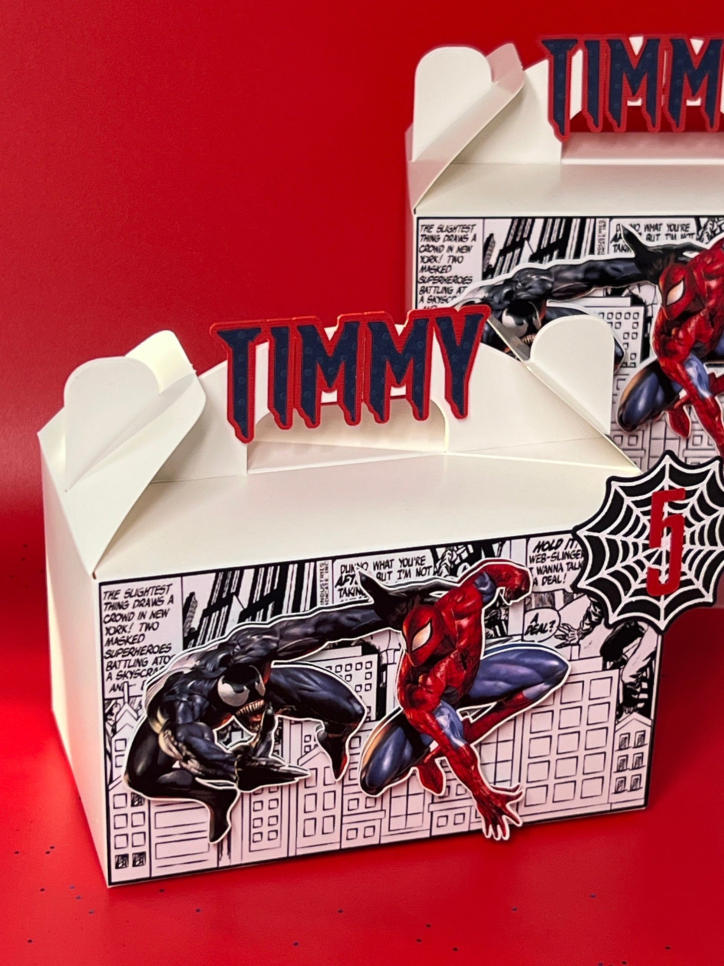 Venom and Spider Man Favor Boxes, Spider Man Party Decoration, Spider Gable Favor Box , Spider Man, Marvel Party Decor, Venom Favor Boxes