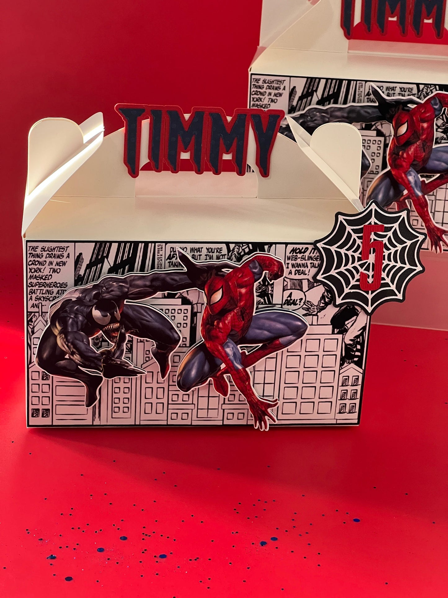 Venom and Spider Man Favor Boxes, Spider Man Party Decoration, Spider Gable Favor Box , Spider Man, Marvel Party Decor, Venom Favor Boxes