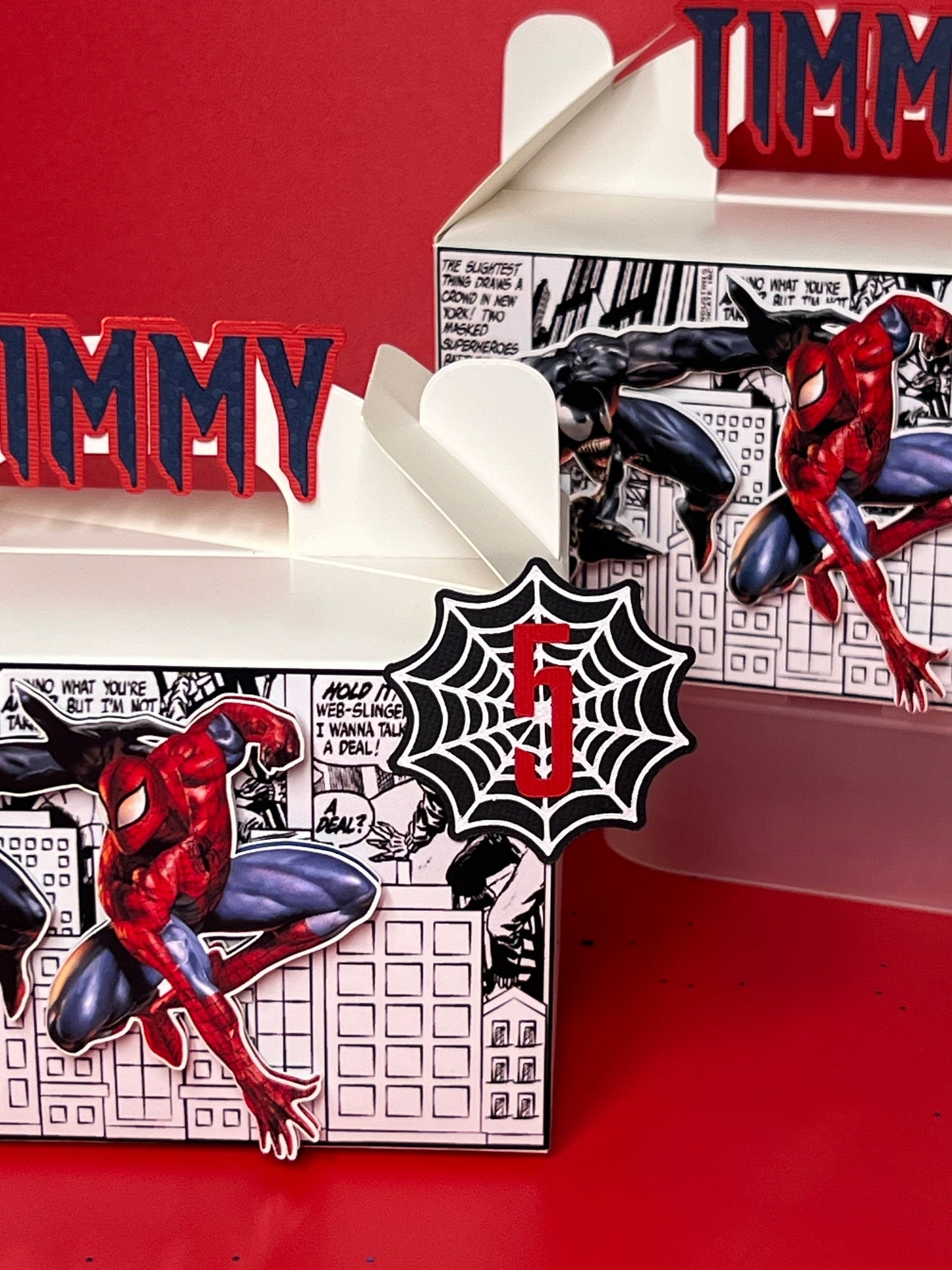 Venom and Spider Man Favor Boxes, Spider Man Party Decoration, Spider Gable Favor Box , Spider Man, Marvel Party Decor, Venom Favor Boxes