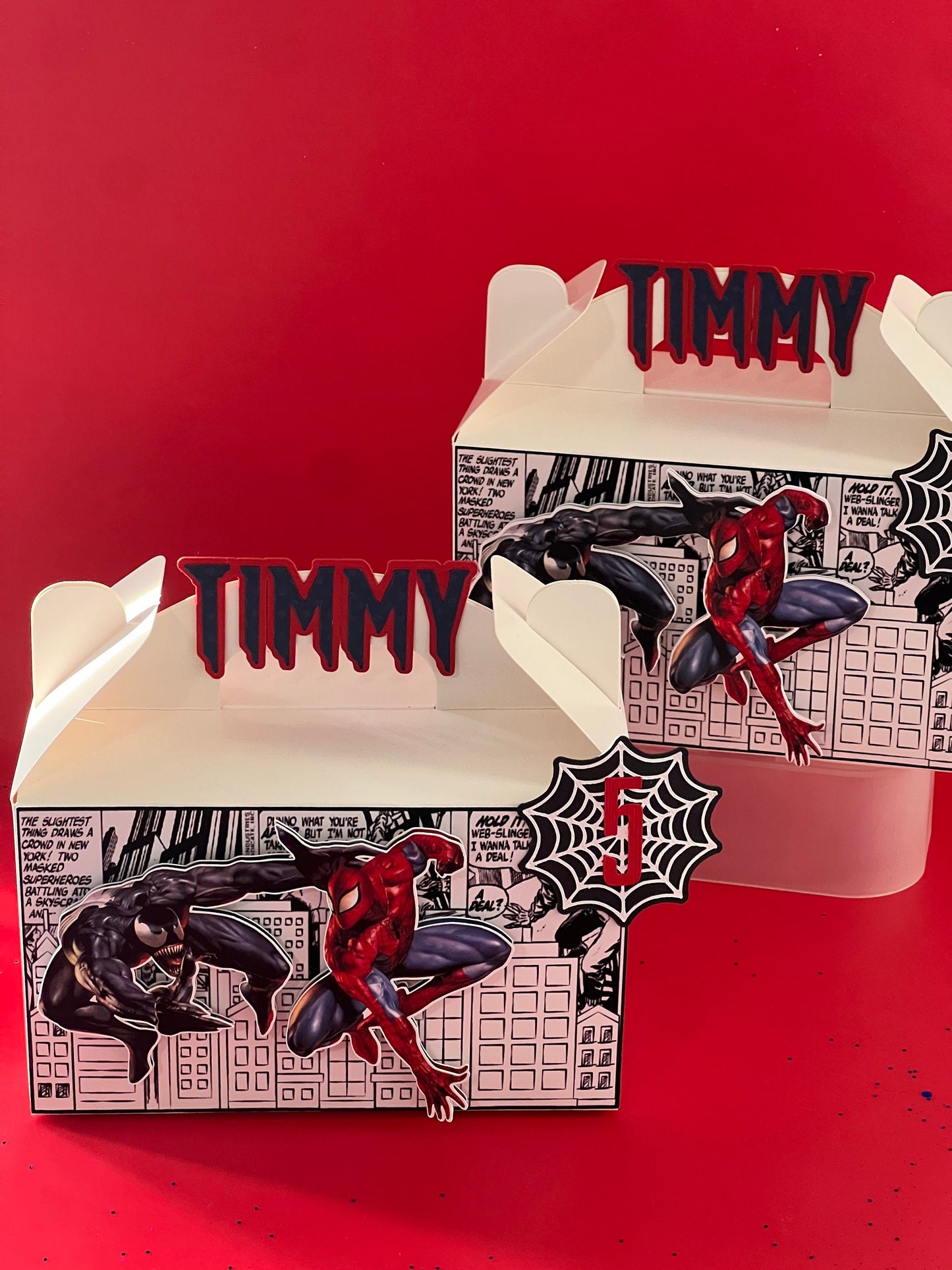 Venom and Spider Man Favor Boxes, Spider Man Party Decoration, Spider Gable Favor Box , Spider Man, Marvel Party Decor, Venom Favor Boxes
