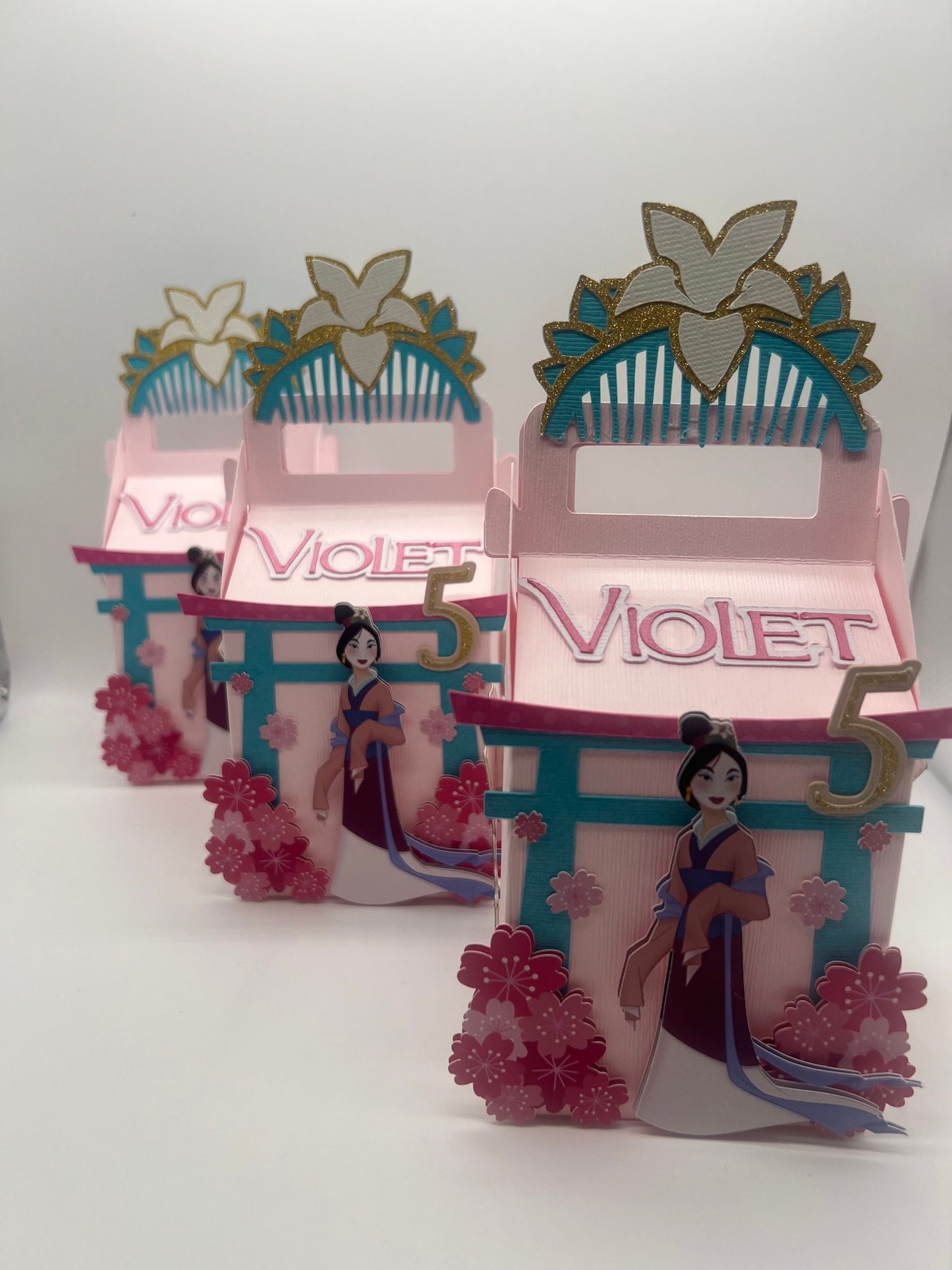 Mulan Favor Boxes, Princess Candy Box, Asian Party Decorations, Disney Mulan treat boxes, 1st Birthday Party, Two Wild