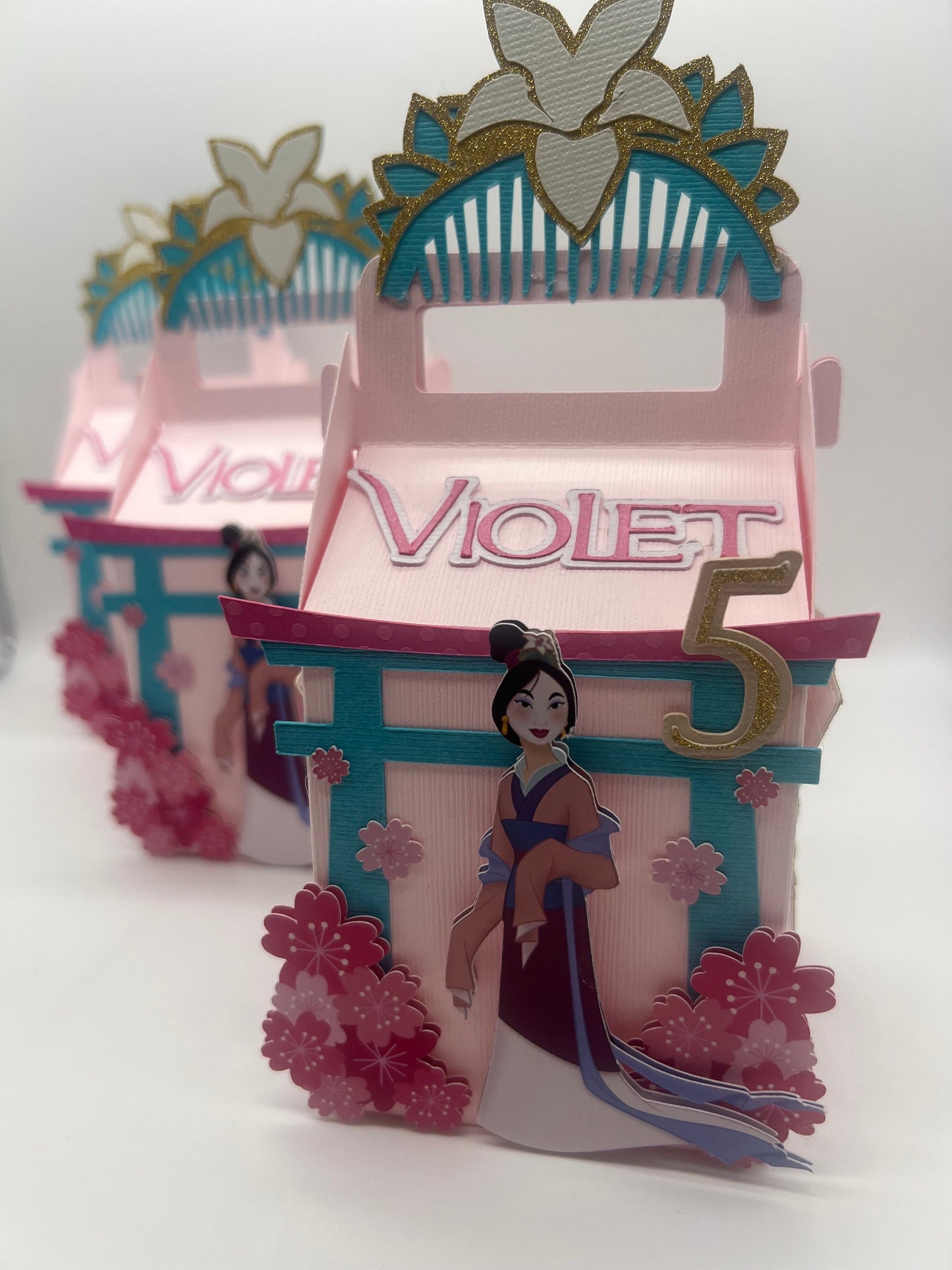 Mulan Favor Boxes, Princess Candy Box, Asian Party Decorations, Disney Mulan treat boxes, 1st Birthday Party, Two Wild