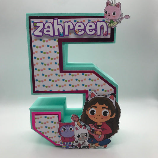 Gabby's Dollhouse Birthday, Gabby's Dollhouse 3D letter, Dollhouse 3D Number, Gabby's Dollhouse, Gabby's Dollhouse Party Decorations,