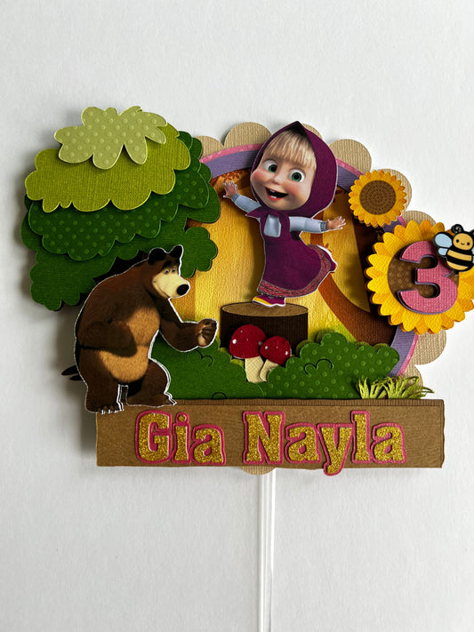 Masha and the Bear, Masha Birthday Party, Masha Cake topper, Masha y el Oso, Bear and Masha, Centerpiece Diy, Kids decorations