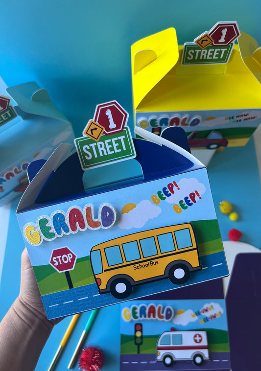 Transport Favor Boxes, Means of transport Party Decoration, Transportation Gable Favor Box , Party Treat Favor Box, Cars, Vehicles