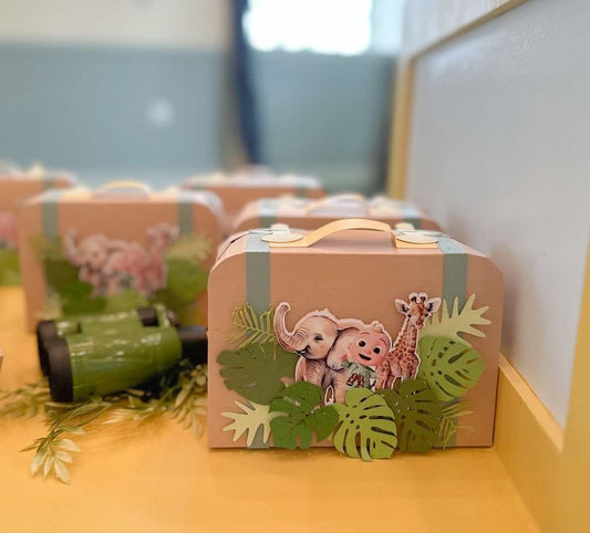 Jungle Suitcase Box | Safari Birthday Gable Box | Safari Favors | Safari Favor Bag | Wild One Favors | Wild One Favor Bags