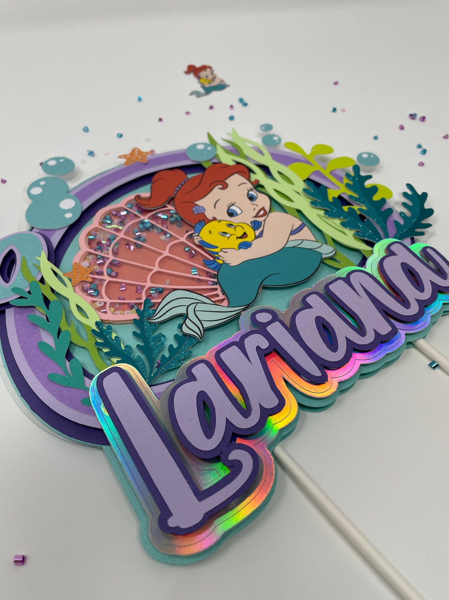 Under The Sea, Little Mermaid Cake topper , Mermaid Cake topper Party , Flounder Cake topper, Centerpiece Diy, Kids decorations