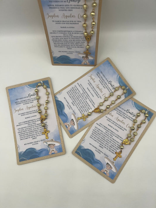 Baptism favor Cards with Rosaries | Mini Rosary | Baptism Favor | Personalized Favor | Baptism memories