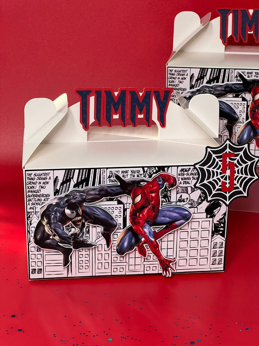 Venom and Spider Man Favor Boxes, Spider Man Party Decoration, Spider Gable Favor Box , Spider Man, Marvel Party Decor, Venom Favor Boxes