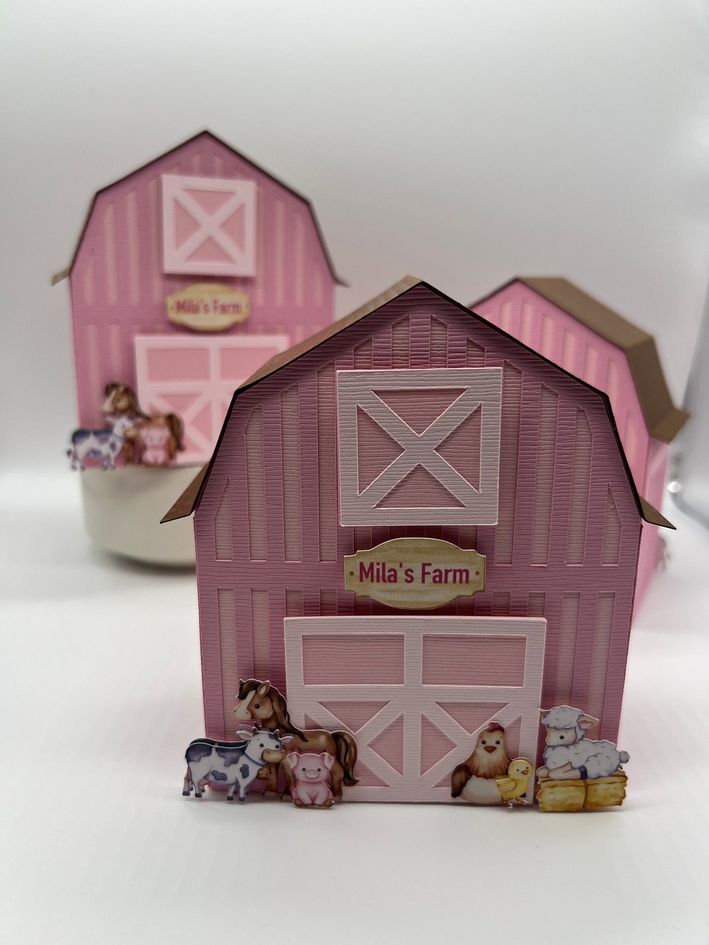 Farm Favor Boxes, Barn Candy Box, Farm Party Decorations, Cute Farm Animals, Barnyard treat boxes, Cow, La vaca Lola , 1st Birthday Party