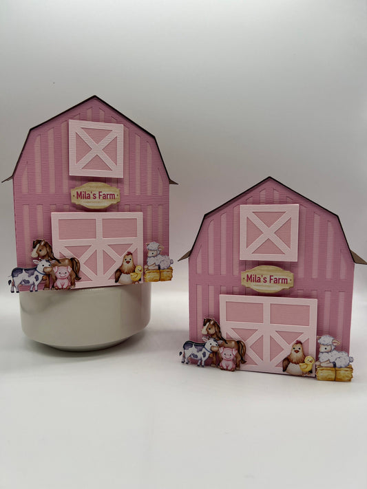 Farm Favor Boxes, Barn Candy Box, Farm Party Decorations, Cute Farm Animals, Barnyard treat boxes, Cow, La vaca Lola , 1st Birthday Party